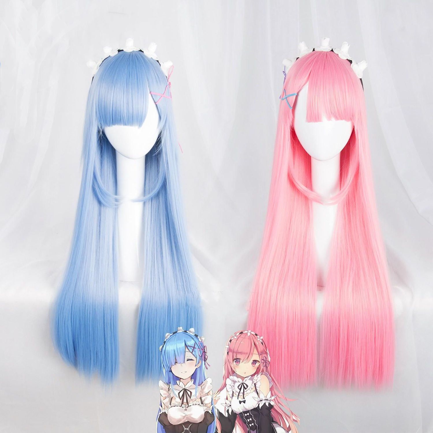 Re Zero Ram & Rem Cosplay Wig  - Anime Cosplay Rem reseña y precio